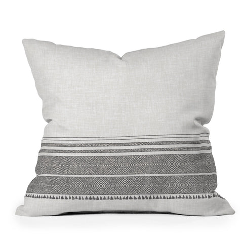 Holli Zollinger FRENCH LINEN CHARCOAL TASSEL Outdoor Throw Pillow