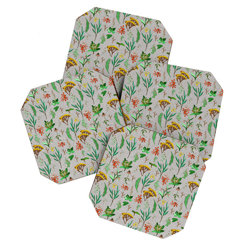 Holli Zollinger HERBAL STUDY LINEN Coaster Set