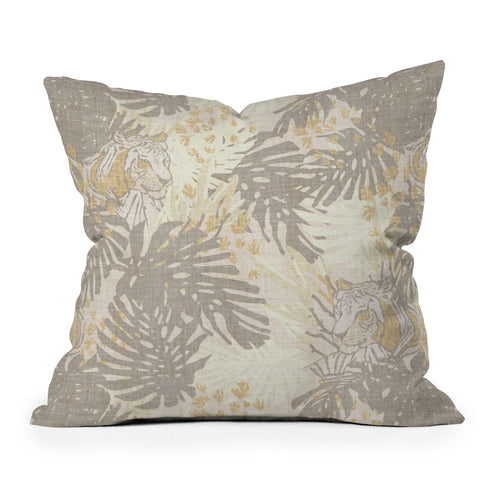 Holli Zollinger JUNGLE TIGER LINEN Outdoor Throw Pillow