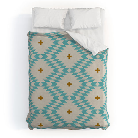 Holli Zollinger Native Natural Plus Turquoise Duvet Cover