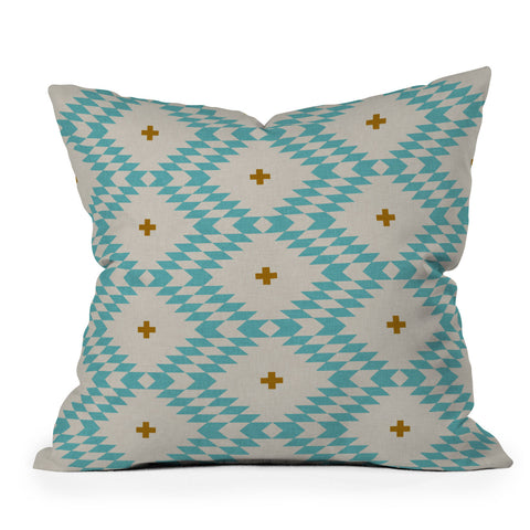 Holli Zollinger Native Natural Plus Turquoise Outdoor Throw Pillow