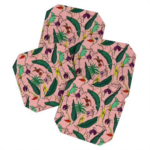 Holli Zollinger ORCHID GARDEN PINK Coaster Set