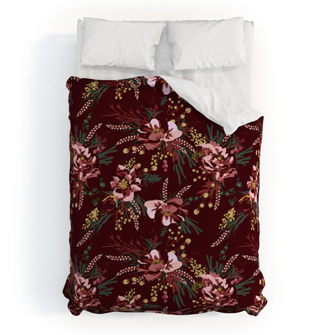 Holli Zollinger POPPY WILD BURGUNDY Duvet Cover