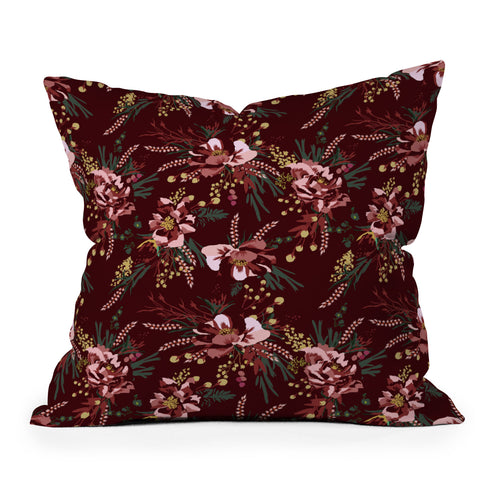 Holli Zollinger POPPY WILD BURGUNDY Outdoor Throw Pillow