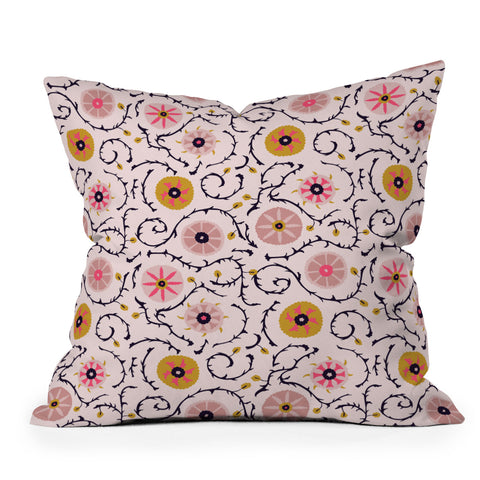 Holli Zollinger Suzani Pink Outdoor Throw Pillow