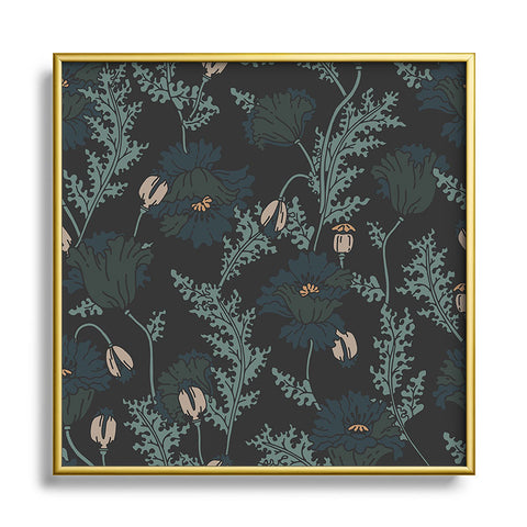 Holli Zollinger VERANDA MIDNIGHT POPPY Square Metal Framed Art Print