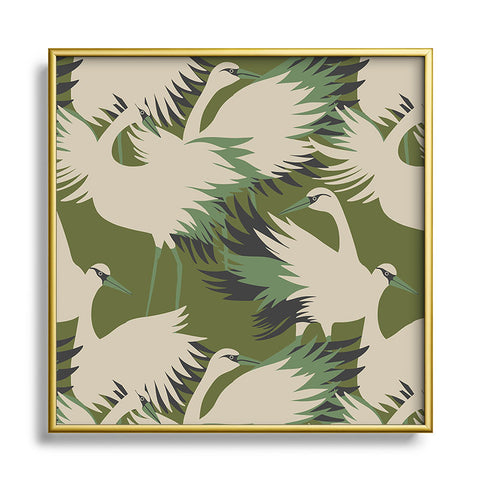 Holli Zollinger VERANDA SWAN Square Metal Framed Art Print