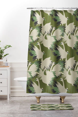 Holli Zollinger VERANDA SWAN Shower Curtain And Mat