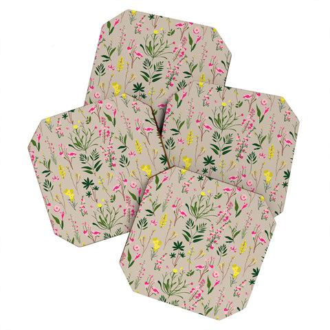 Holli Zollinger WILDFLOWER STUDY NEUTRAL Coaster Set