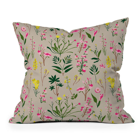 Holli Zollinger WILDFLOWER STUDY NEUTRAL Outdoor Throw Pillow