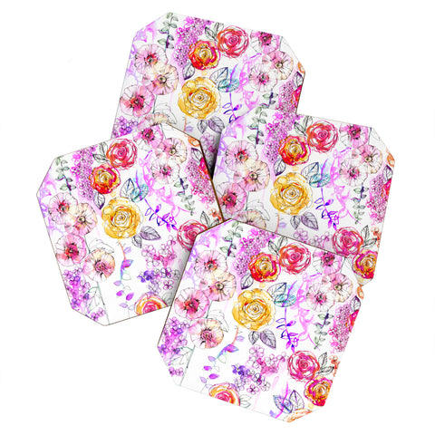 Holly Sharpe Pastel Rose Garden Coaster Set
