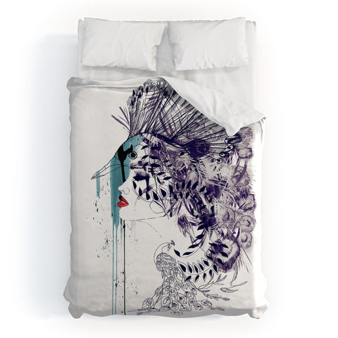 Holly Sharpe Peacock Girl II Duvet Cover