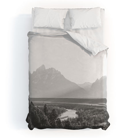 In This Instance Photography Grand Tetons Snake River Sunset Duvet Cover