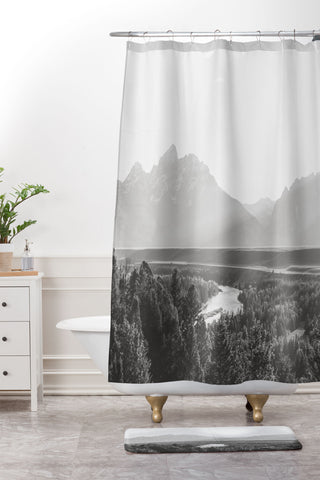 In This Instance Photography Grand Tetons Snake River Sunset Shower Curtain And Mat