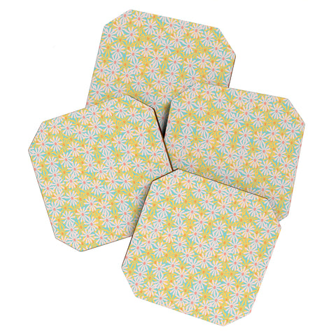 Inez Jestine Retro Sunny Floral Coaster Set