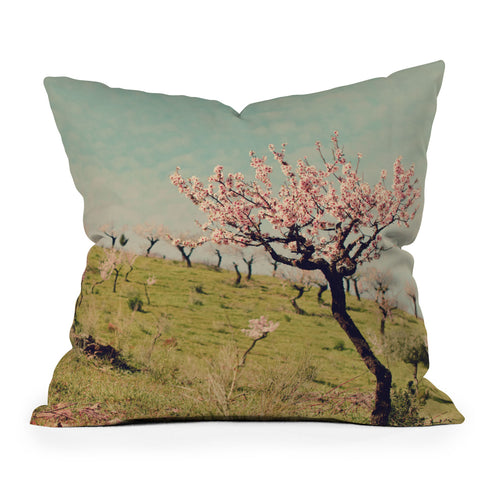 Ingrid Beddoes Almond Blossom Hill Outdoor Throw Pillow