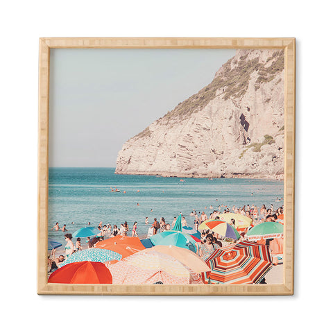 Ingrid Beddoes Beach Colorful Sun Umbrellas Framed Wall Art