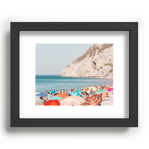 Ingrid Beddoes Beach Colorful Sun Umbrellas Recessed Framing Rectangle