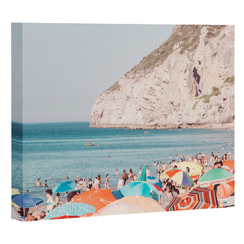 Ingrid Beddoes Beach Colorful Sun Umbrellas Art Canvas