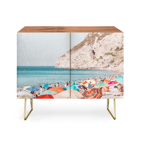 Ingrid Beddoes Beach Colorful Sun Umbrellas Credenza
