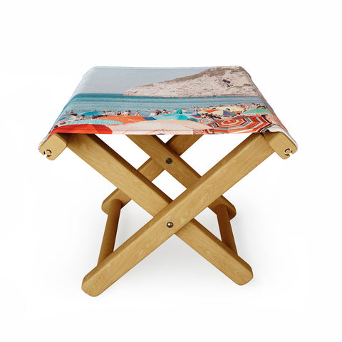 Ingrid Beddoes Beach Colorful Sun Umbrellas Folding Stool