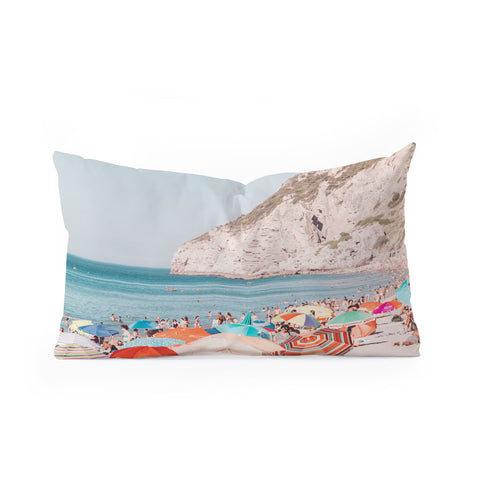 Ingrid Beddoes Beach Colorful Sun Umbrellas Oblong Throw Pillow