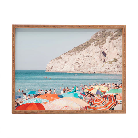 Ingrid Beddoes Beach Colorful Sun Umbrellas Rectangular Tray