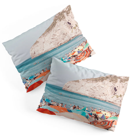 Ingrid Beddoes Beach Colorful Sun Umbrellas Pillow Shams