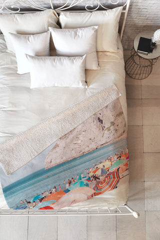 Ingrid Beddoes Beach Colorful Sun Umbrellas Fleece Throw Blanket