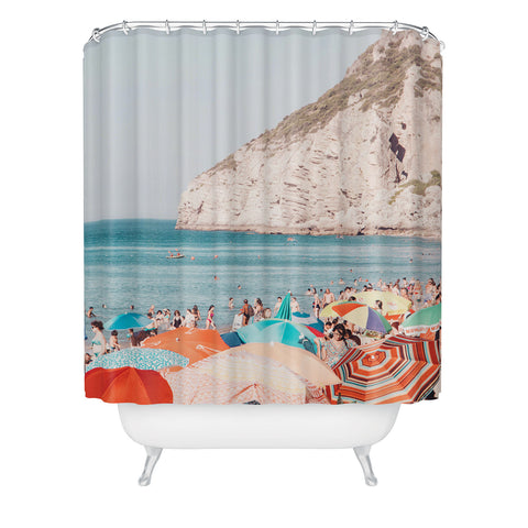 Ingrid Beddoes Beach Colorful Sun Umbrellas Shower Curtain