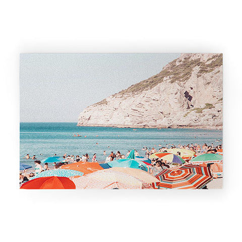 Ingrid Beddoes Beach Colorful Sun Umbrellas Welcome Mat