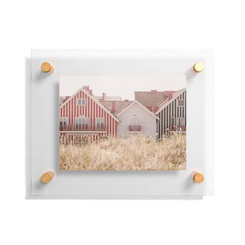 Ingrid Beddoes Beach Houses red and blue Floating Acrylic Print