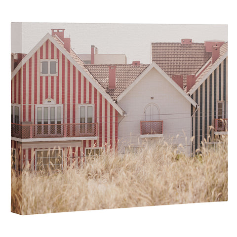 Ingrid Beddoes Beach Houses red and blue Art Canvas