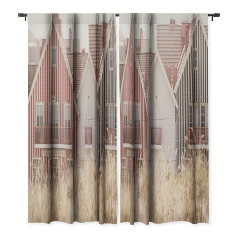 Ingrid Beddoes Beach Houses red and blue Blackout Non Repeat