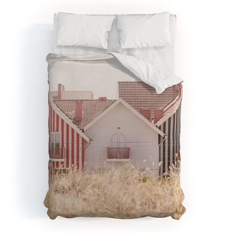 Ingrid Beddoes Beach Houses red and blue Duvet Cover