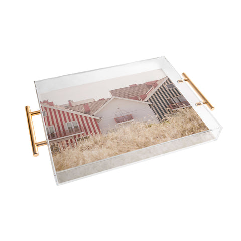 Ingrid Beddoes Beach Houses red and blue Acrylic Tray