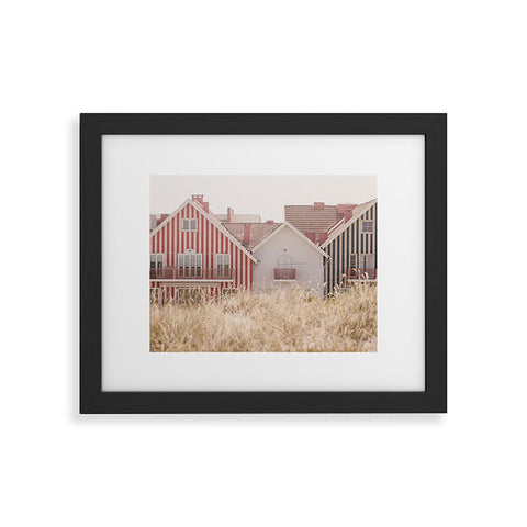Ingrid Beddoes Beach Houses red and blue Framed Art Print