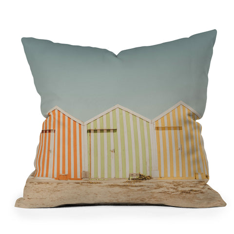 Ingrid Beddoes Beach Huts II Outdoor Throw Pillow