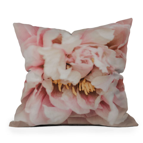 Ingrid Beddoes Blush Pink Peony Outdoor Throw Pillow