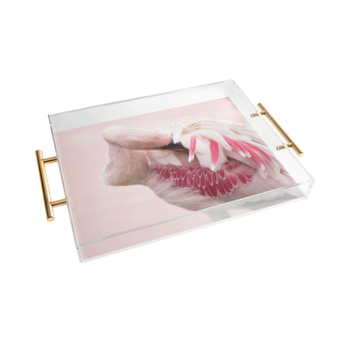Ingrid Beddoes flamingo love Acrylic Tray