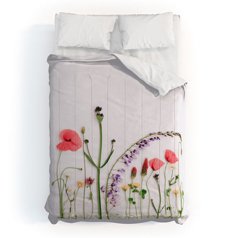 Ingrid Beddoes Flowers Flat Lay Colorful Mix Comforter