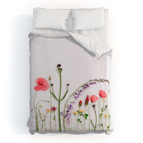 Ingrid Beddoes Flowers Flat Lay Colorful Mix Duvet Cover