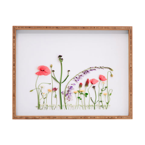 Ingrid Beddoes Flowers Flat Lay Colorful Mix Rectangular Tray
