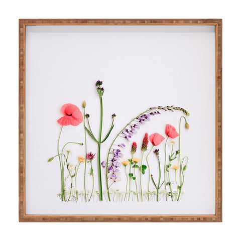 Ingrid Beddoes Flowers Flat Lay Colorful Mix Square Tray