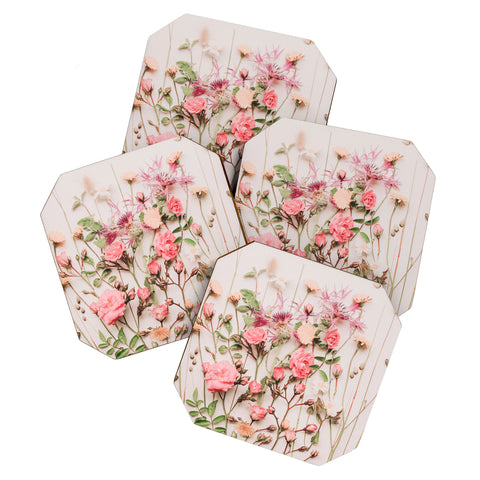 Ingrid Beddoes Flowers Pastel Wildflowers Coaster Set