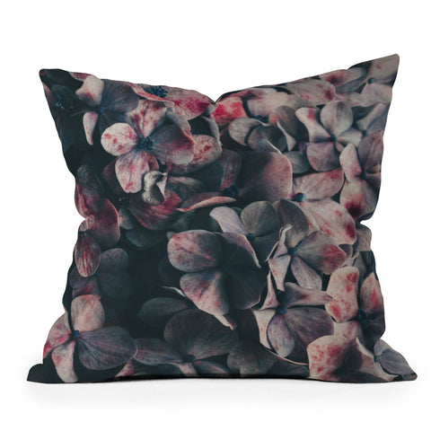 Ingrid Beddoes Hydrangea Moody Blues Outdoor Throw Pillow