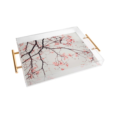 Ingrid Beddoes Magnolia Flowers Pink Acrylic Tray