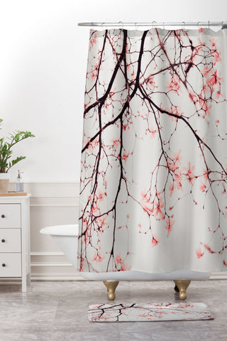 Ingrid Beddoes Magnolia Flowers Pink Shower Curtain And Mat