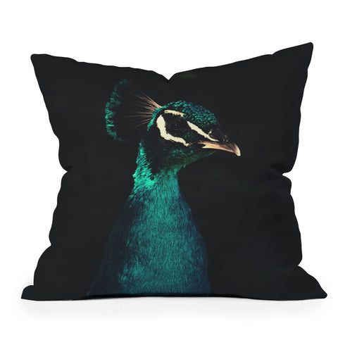 Ingrid Beddoes Peacock and Proud Outdoor Throw Pillow