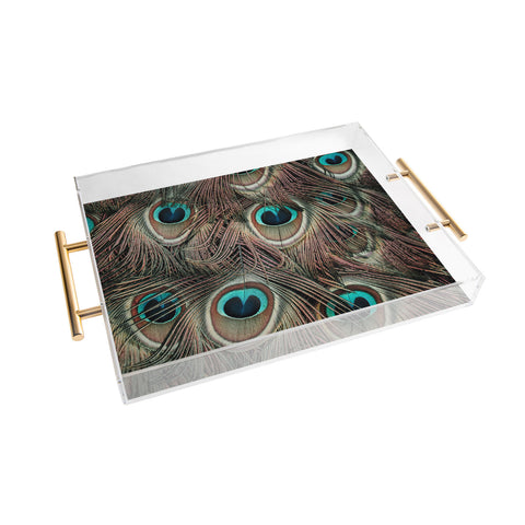 Ingrid Beddoes peacock feathers III Acrylic Tray